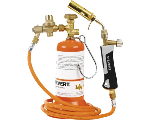 Sievert gasbranderset met gasfles en verschillende hulpstukken