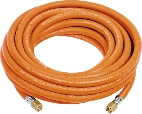 Oranje gasslang met aansluitingen