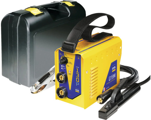 Geel lasapparaat met accessoires en transportkoffer