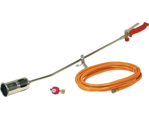 Onkruidbrander met gasslang en drukregelaar