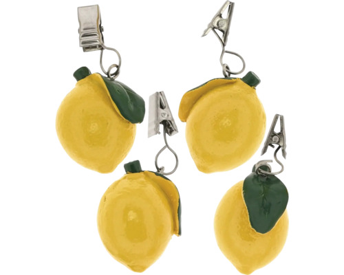 UNIQUE LIVING Tafelkleedgewicht Tropic citroen 8x3,5 cm Decoratieve citroenen met klemmen om op te hangen, 4 stuks