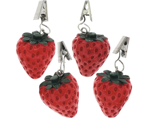 UNIQUE LIVING Tafelkleedgewicht Tropic aardbei 7,2x3,5 cm Aardbeien met klemmen ter decoratie
