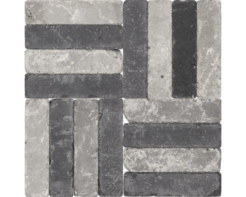 Patroon van bestratingsklinkers in grijze en antraciet tinten