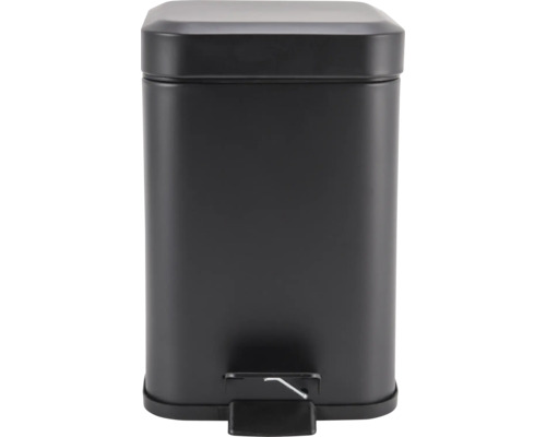 Zwarte metalen pedaalemmer met rechthoekig deksel