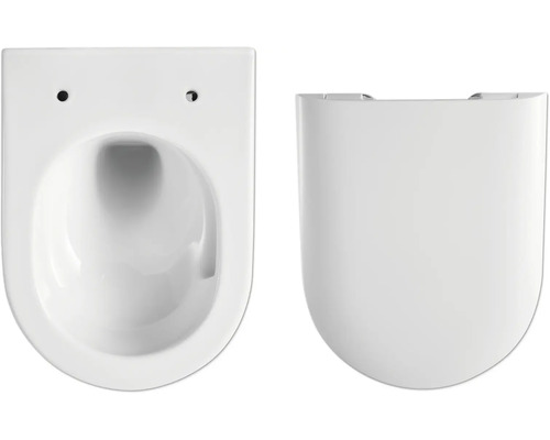 Wandcloset van sanitair keramiek met toiletzitting