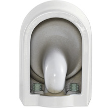 Binnenaanzicht van een witte hangtoilet