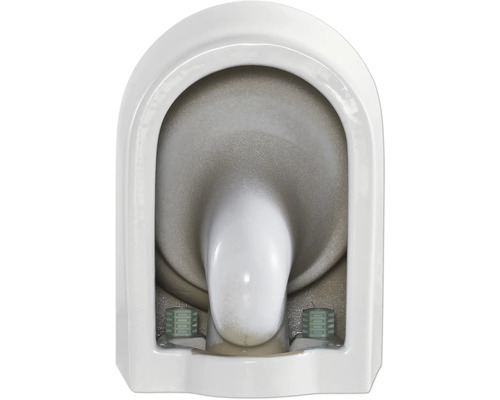 Binnenaanzicht van een witte hangtoilet