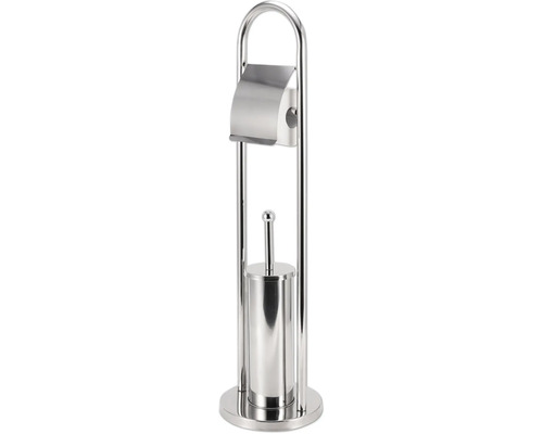 Metalen toiletpapierhouder en toiletborstel combinatie