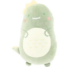 Groen dinosaurus knuffeldier met gele accenten