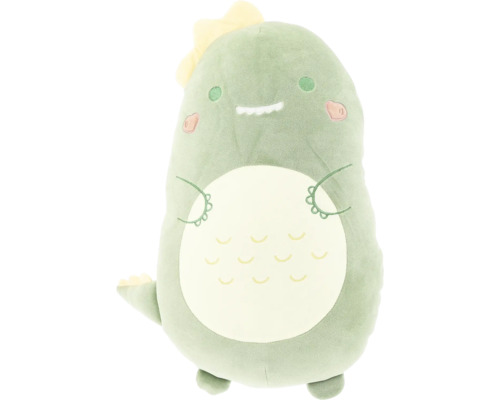 UNIQUE LIVING Knuffelkussen Dino groen 25x45 cm Groen dinosaurus knuffeldier met gele accenten