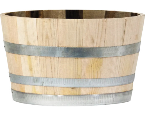 Houten plantenbak met metalen band