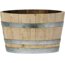 Houten plantenbak met metalen band