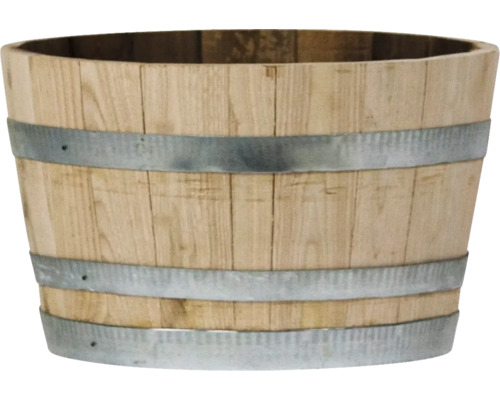 Houten plantenbak met metalen band
