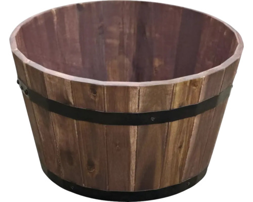 Houten plantenbak met metalen band