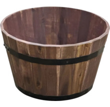 Houten plantenbak met metalen band