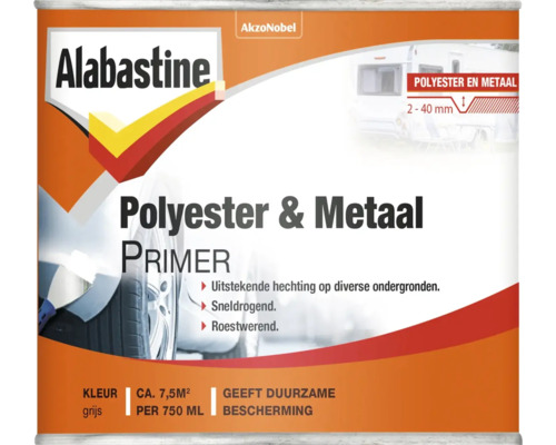 ALABASTINE Polyester & metaal primer grijs 500 ml Alabastine Polyester en Metaal Primer blik
