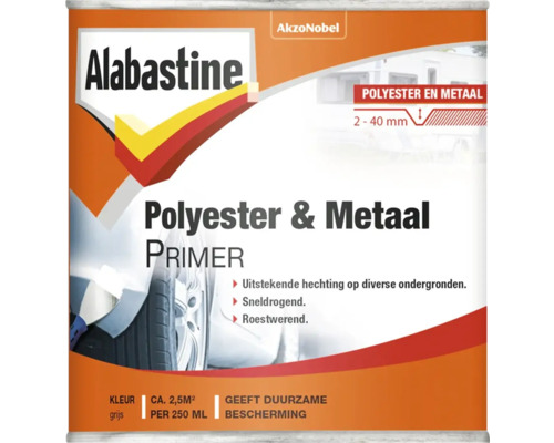 ALABASTINE Polyester & metaal primer grijs 250 ml Alabastine Polyester en Metaal Primer blik
