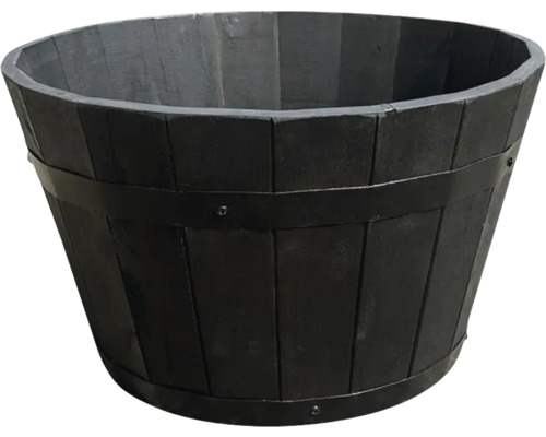 Houten plantenbak met metalen band