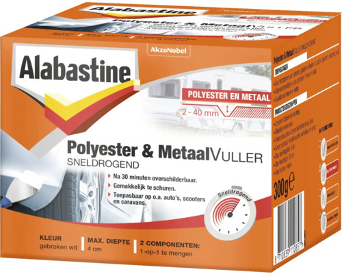 ALABASTINE Polyester & metaal vuller sneldrogend 300 g Alabastine Polyester en Metaalvuller sneldrogend