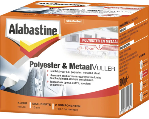 ALABASTINE Polyester & metaal vuller set 300 gr Alabastine Polyester en Metaalvuller verpakking