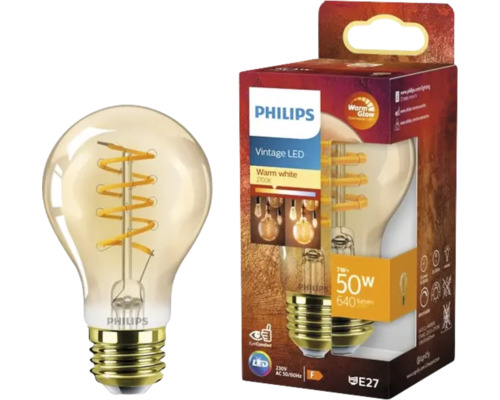 PHILIPS LED Filamentlamp vintage led 7W/E27 A60 warmwit Philips Vintage ledlamp met E27 fitting en 7 watt vermogen