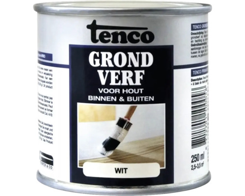 TENCO Grondverf wit 250 ml Tenco grondverf voor hout, binnen en buiten, 250 ml blik