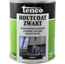 Tenco Houtcoat Zwart, houtbeschermingsverf voor houten schuren, loodsen, molens en schuttingen in een blik van 1000 ml