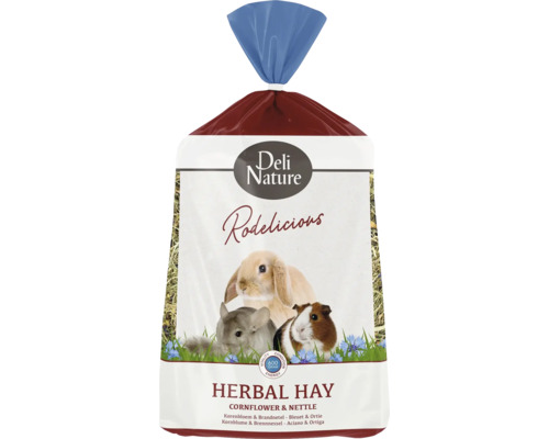 DELI NATURE Knaagdiervoer Rodelicious kruidenhooi koren & brandnetel 600 g DELI NATURE Knaagdiervoer Rodelicious kruidenhooi koren & brandnetel 600 g