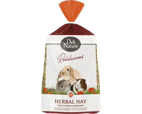 DELI NATURE Knaagdiervoer Rodelicious kruidenhooi rozenblad & goudbloem 600 g DELI NATURE Knaagdiervoer Rodelicious kruidenhooi rozenblad & goudbloem 600 g