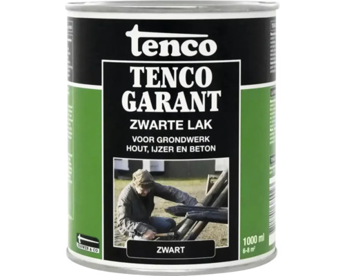 TENCO Garant lak zwart 5 l Tenco Garant grondverf zwarte lak, blik van 1000 ml