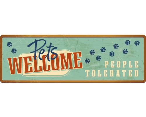 PLENTY GIFTS Metalen bord Pad welcome 27x9 cm