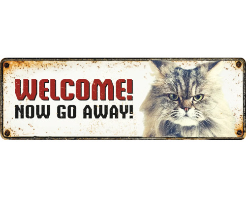 PLENTY GIFTS Metalen bord Welcome now go away 27x9 cm