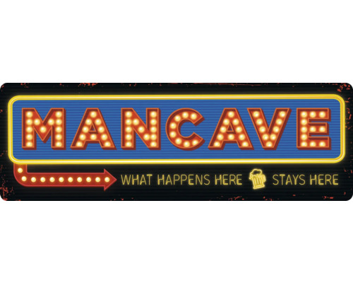 Decoratief bord met het opschrift mancave, uitgerust met lichtelementen