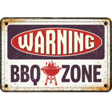 Decoratief waarschuwingsbord met de tekst barbecuezone