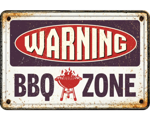 PLENTY GIFTS Metalen bord Warning BBQ-zone 30x20 cm