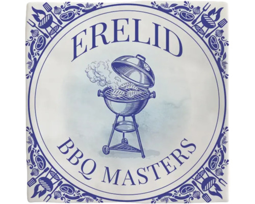 PLENTY GIFTS Decoratieve tegel keramiek Erelid BBQ masters 10,8x10,8 cm Erelid BBQ Masters motief op een vierkante plaat