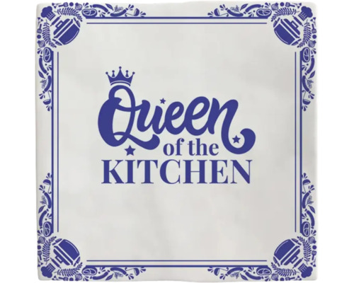 Tegel met de tekst Queen of the Kitchen en een decoratieve rand