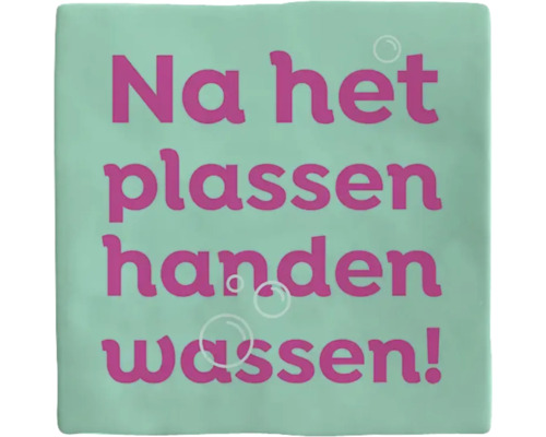 PLENTY GIFTS Decoratieve tegel keramiek Na het plassen handen wassen 10,8x10,8 cm Tegel met de tekst Na het plassen handen wassen