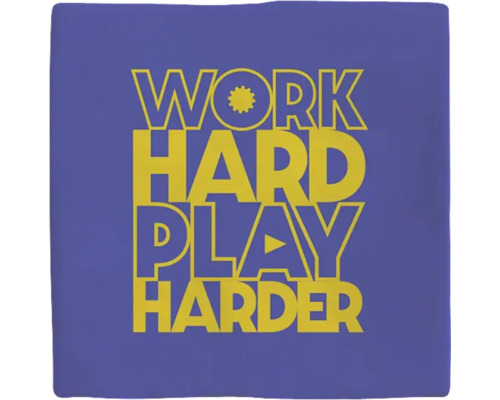 PLENTY GIFTS Decoratieve tegel keramiek Work Hard Play Harder 10,8x10,8 cm Vierkant decoratief kussen met de tekst: Work hard, play harder.