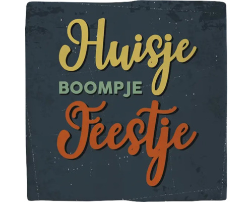 PLENTY GIFTS Decoratieve tegel keramiek Huisje Boompje Beestje 10,8x10,8 cm Decoratieve belettering met de woorden huis, boom en feestje