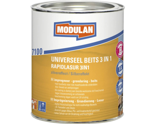 MODULAN 7100 Universeel beits 3-in-1 mat zilvergrijs 750 ml