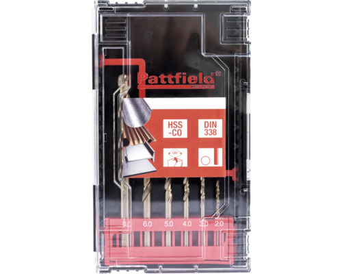 Pattfield Boorset met verschillende maten in een transparante kunststof doos