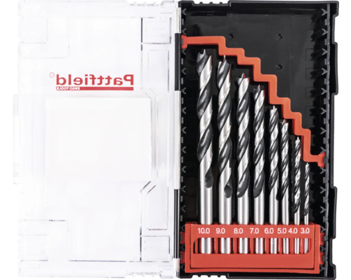 Houtboorset met verschillende maten in opbergdoos