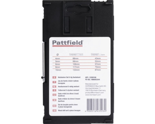 Pattfield houtborenset 5-delig zeskant