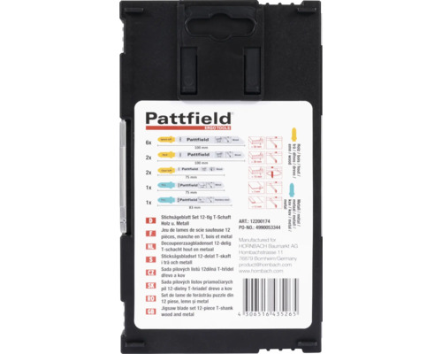 Pattfield decoupeerzaagbladenset 12-delig T-schacht voor hout en metaal