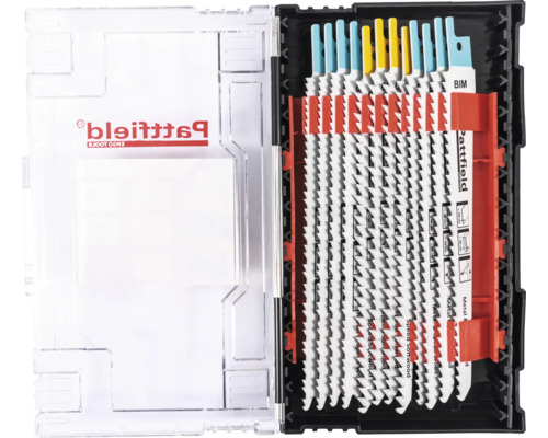 Steekzaagbladen set in geopende kunststof doos