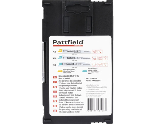 Pattfield reciprozaagbladenset 12-delig voor hout en metaal