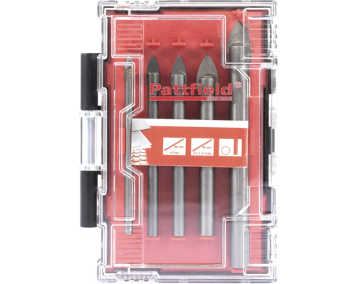 Pattfield glasboor set met verschillende maten in een transparante plastic doos