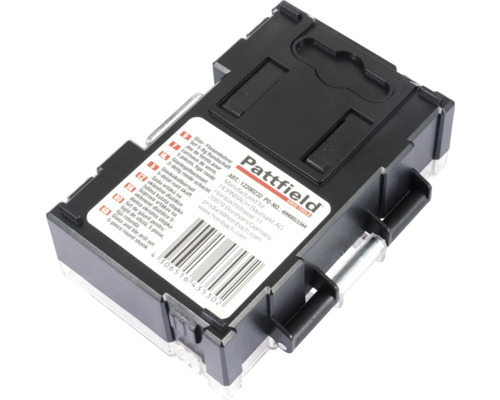 Glas-tegels boorset met vijf ronde schachten in opbergkoffer