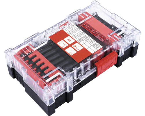 Partfield bitset in een transparante opbergdoos